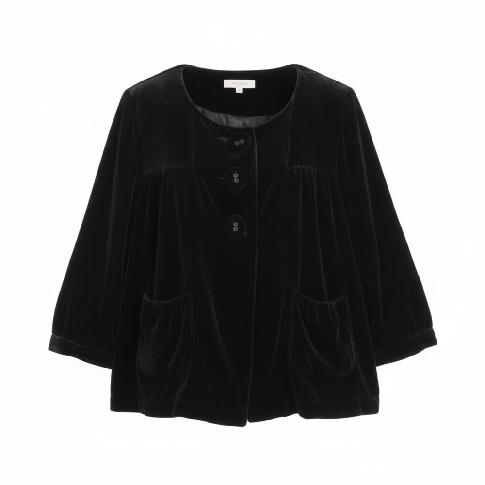 Ambition Velvet Babydoll Jacket Women M Black Silk Blend Goth Regency Core